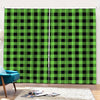 UFO Green And Black Buffalo Check Print Pencil Pleat Curtains