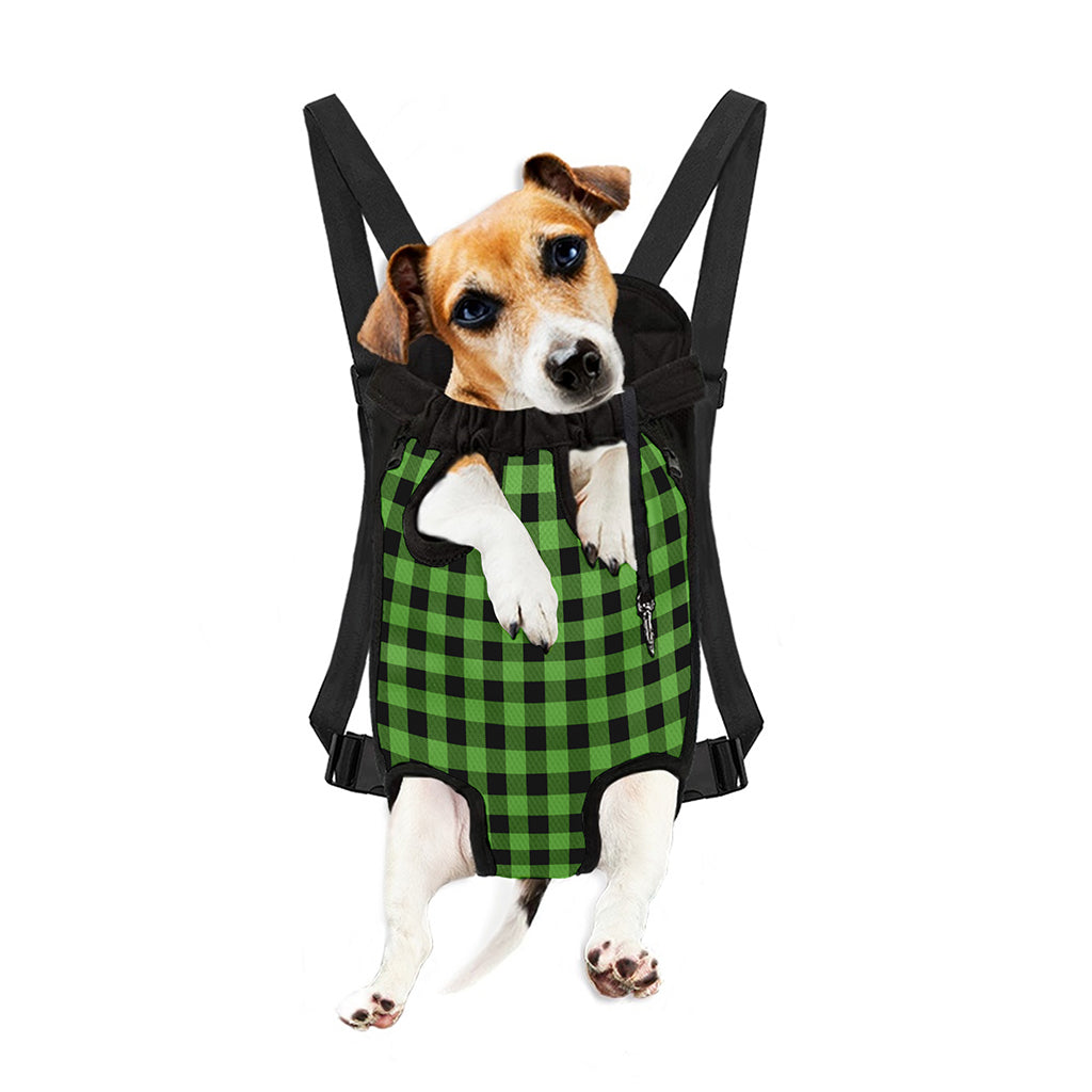UFO Green And Black Buffalo Check Print Pet Carrier Backpack