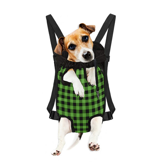 UFO Green And Black Buffalo Check Print Pet Carrier Backpack