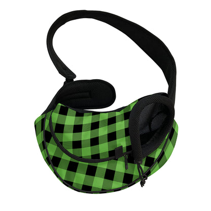 UFO Green And Black Buffalo Check Print Pet Sling Carrier