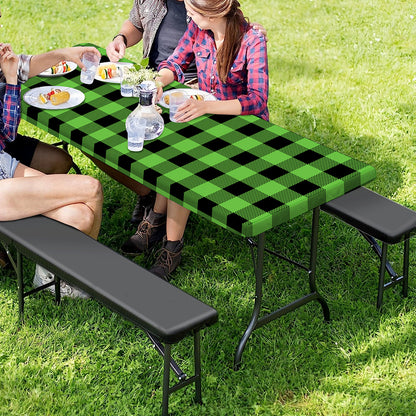 UFO Green And Black Buffalo Check Print Picnic Table Cover
