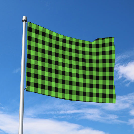 UFO Green And Black Buffalo Check Print Polyester Flag