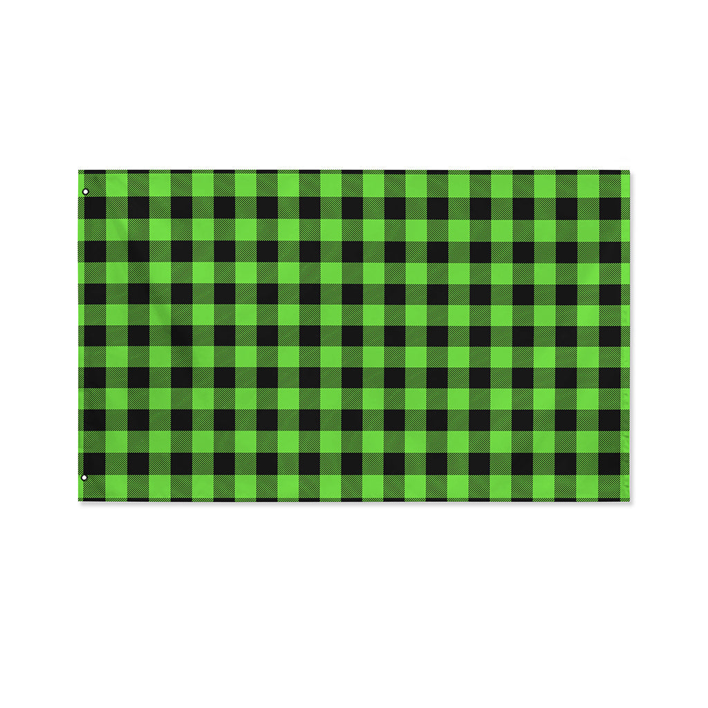 UFO Green And Black Buffalo Check Print Polyester Flag