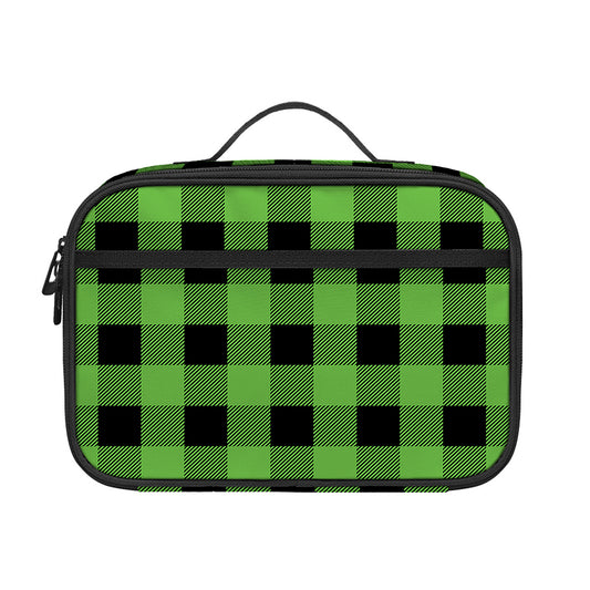 UFO Green And Black Buffalo Check Print Portable Lunch Bag