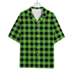 UFO Green And Black Buffalo Check Print Rayon Hawaiian Shirt