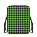 UFO Green And Black Buffalo Check Print Rectangular Crossbody Bag