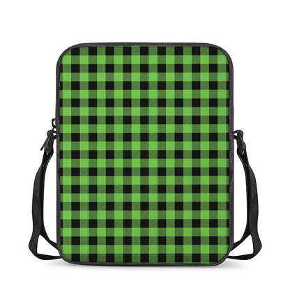 UFO Green And Black Buffalo Check Print Rectangular Crossbody Bag