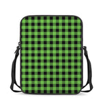 UFO Green And Black Buffalo Check Print Rectangular Crossbody Bag