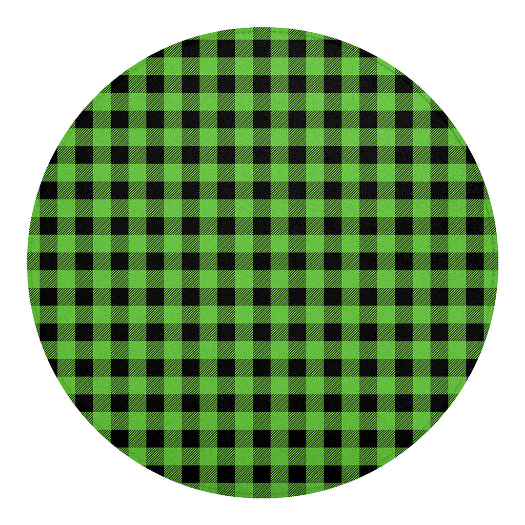 UFO Green And Black Buffalo Check Print Round Blanket