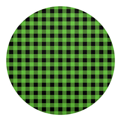 UFO Green And Black Buffalo Check Print Round Blanket