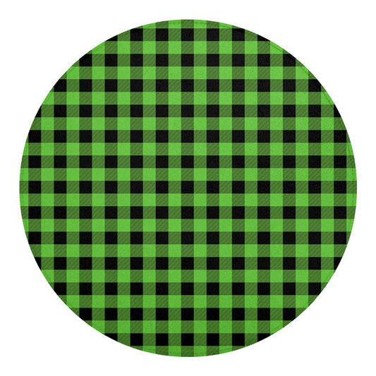 UFO Green And Black Buffalo Check Print Round Blanket