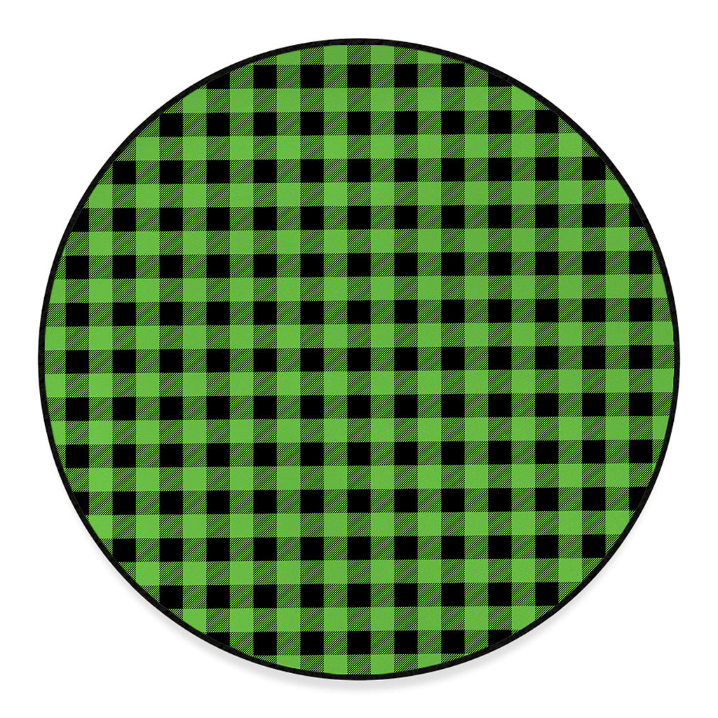 UFO Green And Black Buffalo Check Print Round Floor Mat