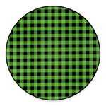 UFO Green And Black Buffalo Check Print Round Floor Mat