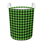 UFO Green And Black Buffalo Check Print Round Laundry Basket
