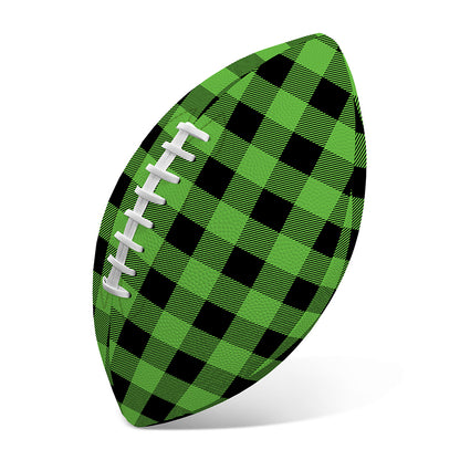 UFO Green And Black Buffalo Check Print Rugby Ball