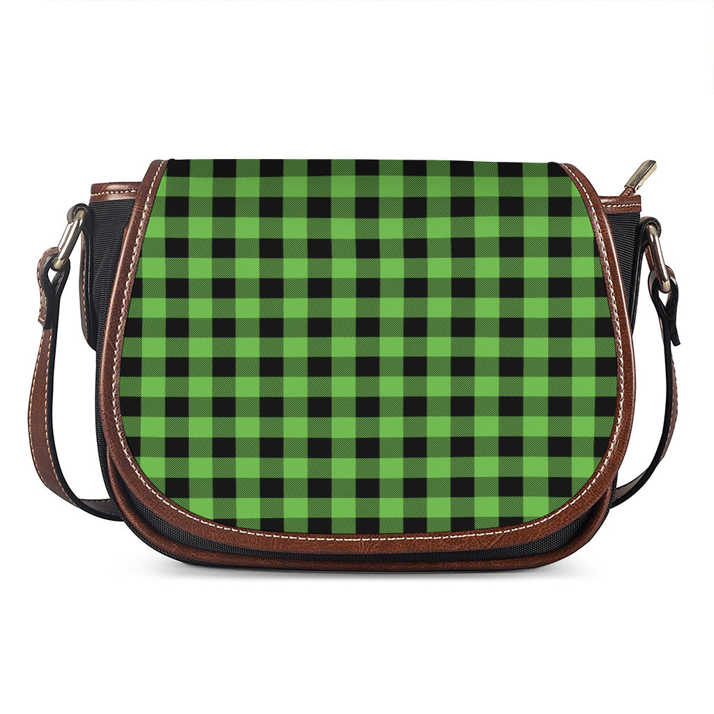 UFO Green And Black Buffalo Check Print Saddle Bag