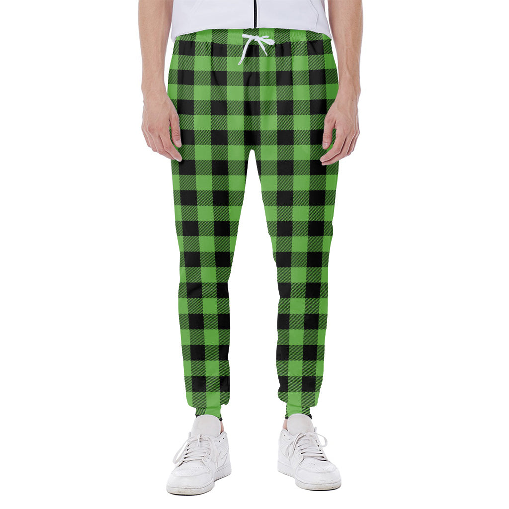 UFO Green And Black Buffalo Check Print Scuba Joggers