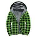 UFO Green And Black Buffalo Check Print Sherpa Lined Zip Up Hoodie