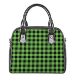 UFO Green And Black Buffalo Check Print Shoulder Handbag
