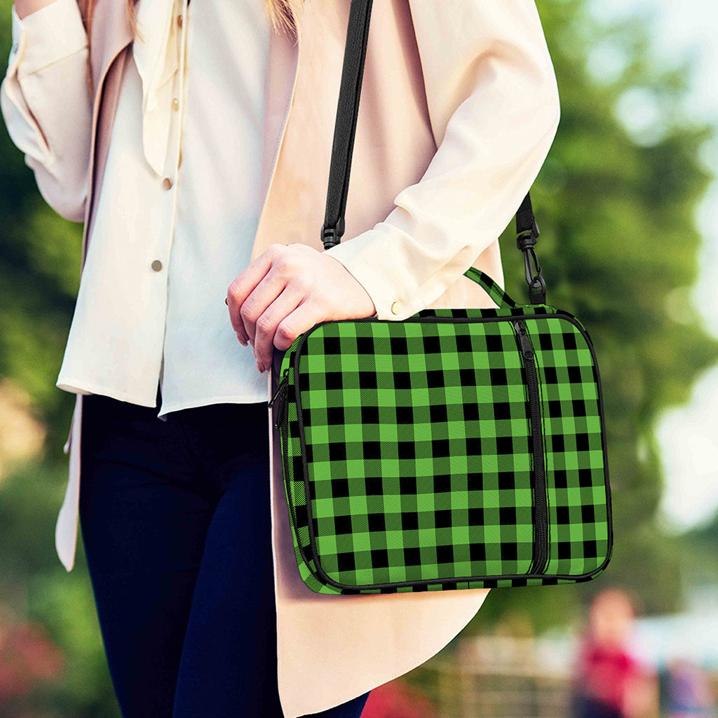 UFO Green And Black Buffalo Check Print Shoulder Strap Bible Bag