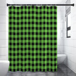 UFO Green And Black Buffalo Check Print Shower Curtain