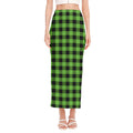 UFO Green And Black Buffalo Check Print Side Slit Maxi Skirt