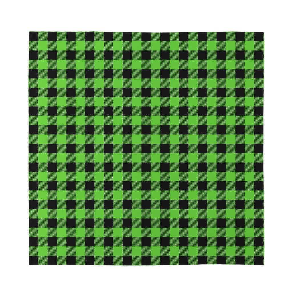 UFO Green And Black Buffalo Check Print Silk Bandana