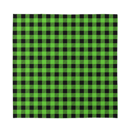 UFO Green And Black Buffalo Check Print Silk Bandana