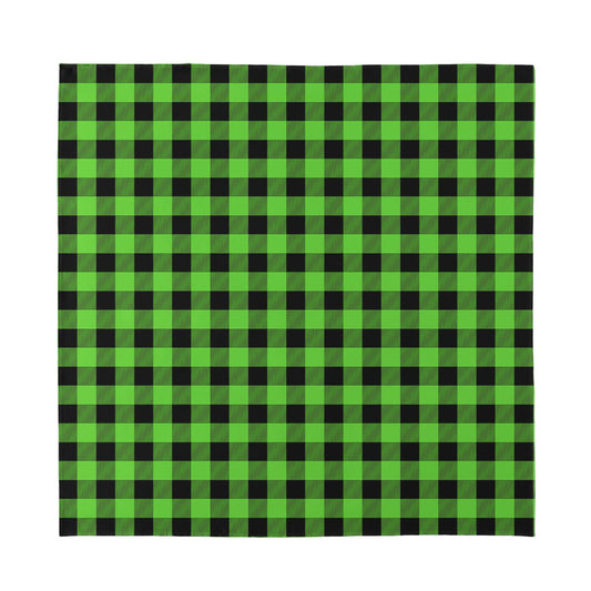 UFO Green And Black Buffalo Check Print Silk Bandana