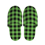 UFO Green And Black Buffalo Check Print Slippers