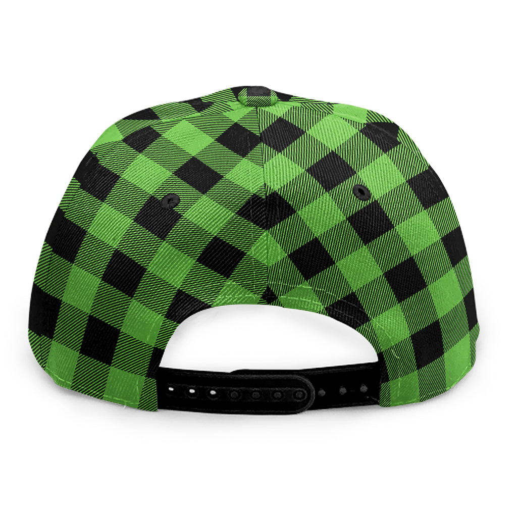 UFO Green And Black Buffalo Check Print Snapback Cap