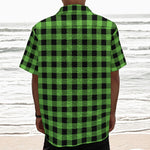 UFO Green And Black Buffalo Check Print Textured Short Sleeve Shirt