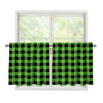 UFO Green And Black Buffalo Check Print Tier Curtains