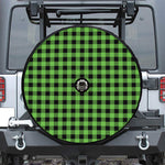 UFO Green And Black Buffalo Check Print Tire Cover With Camera Hole