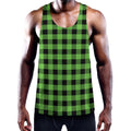 UFO Green And Black Buffalo Check Print Men's Workout Tank Top