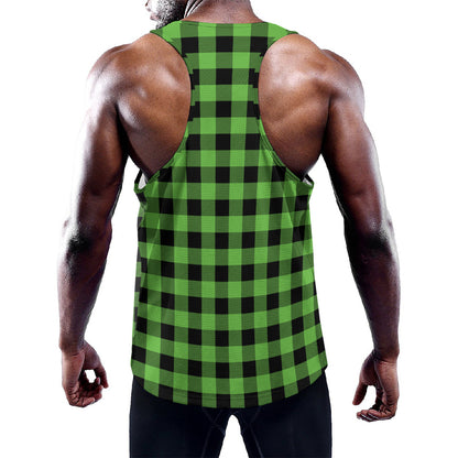 UFO Green And Black Buffalo Check Print Training Tank Top