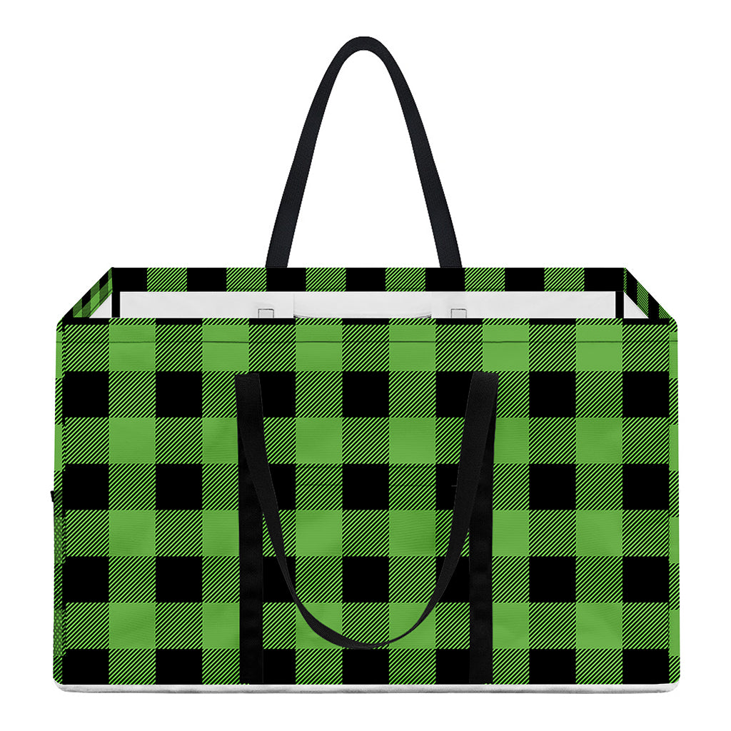 UFO Green And Black Buffalo Check Print Utility Tote Bag