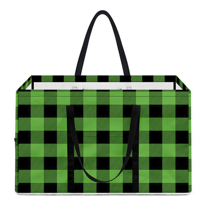 UFO Green And Black Buffalo Check Print Utility Tote Bag