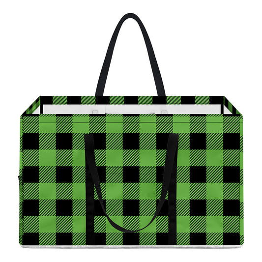 UFO Green And Black Buffalo Check Print Utility Tote Bag