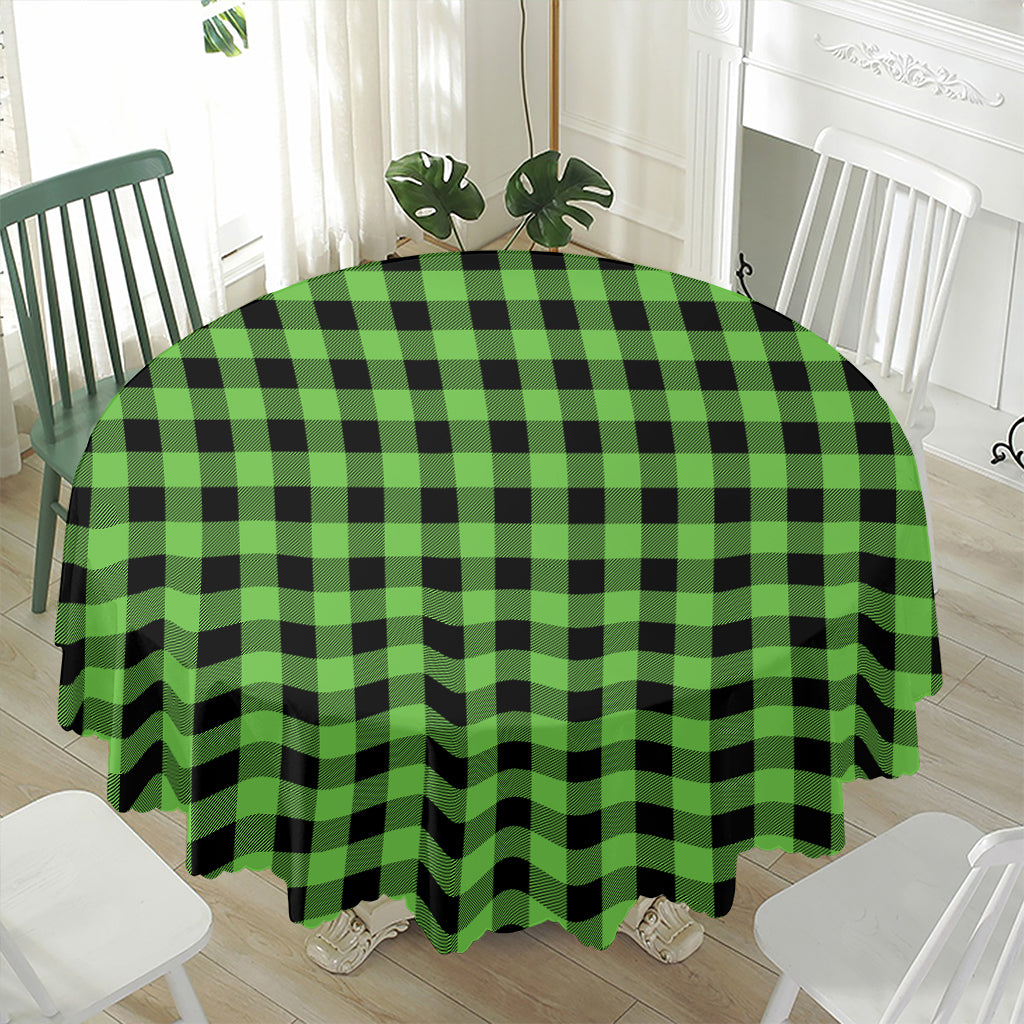 UFO Green And Black Buffalo Check Print Waterproof Round Tablecloth