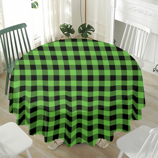 UFO Green And Black Buffalo Check Print Waterproof Round Tablecloth