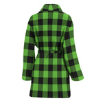 UFO Green And Black Buffalo Check Print Women's Bathrobe