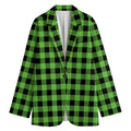 UFO Green And Black Buffalo Check Print Women's Blazer