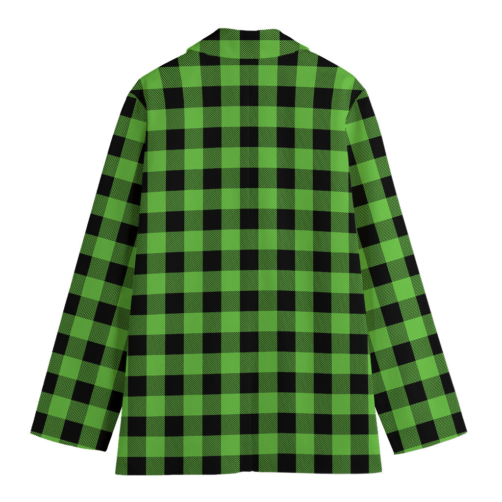UFO Green And Black Buffalo Check Print Women's Blazer