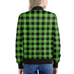 UFO Green And Black Buffalo Check Print Women's Bomber Jacket