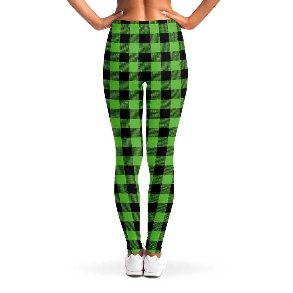 UFO Green And Black Buffalo Check Print Women's Leggings