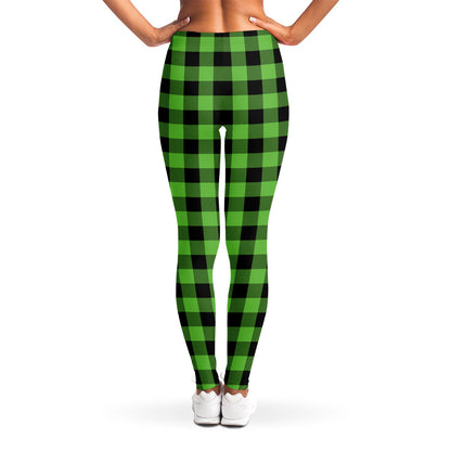 UFO Green And Black Buffalo Check Print Women's Leggings