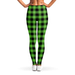 UFO Green And Black Buffalo Check Print Women's Leggings