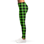 UFO Green And Black Buffalo Check Print Women's Leggings