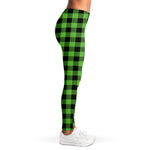 UFO Green And Black Buffalo Check Print Women's Leggings